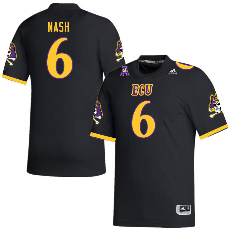 Men #6 Dontavius Nash ECU Pirates College Football Jerseys Stitched-Black